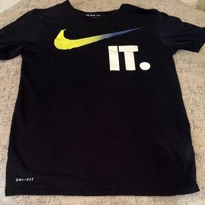 Nike Black T-Shirt with Yellow and Blue Swoosh